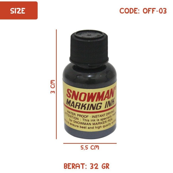 

Murah Tinta Spidol White Board - Refill Isi Tinta Spidol Snowman Off-03 Diskon