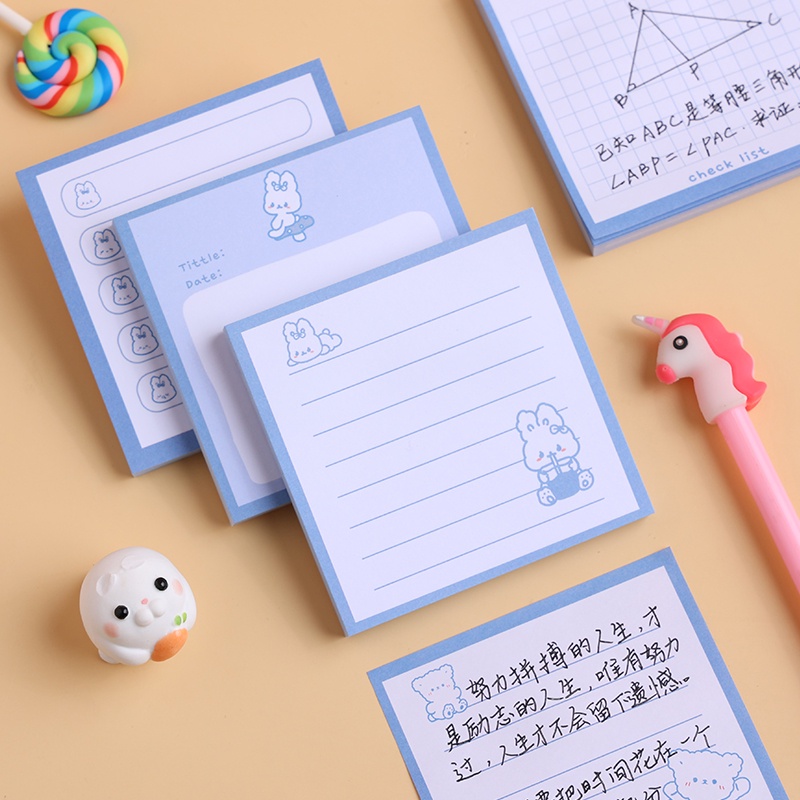 80 Sheets Cute Cartoon Sticky Notes Mini Simple Tearable Message Book