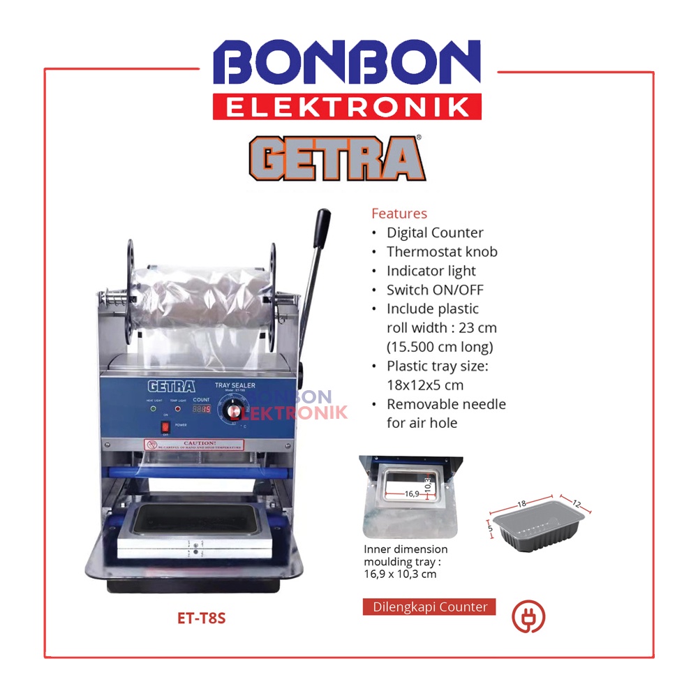 GETRA Manual Plastic Tray Sealer ET-T8S / ET T8S Mesin Segel Kemasan