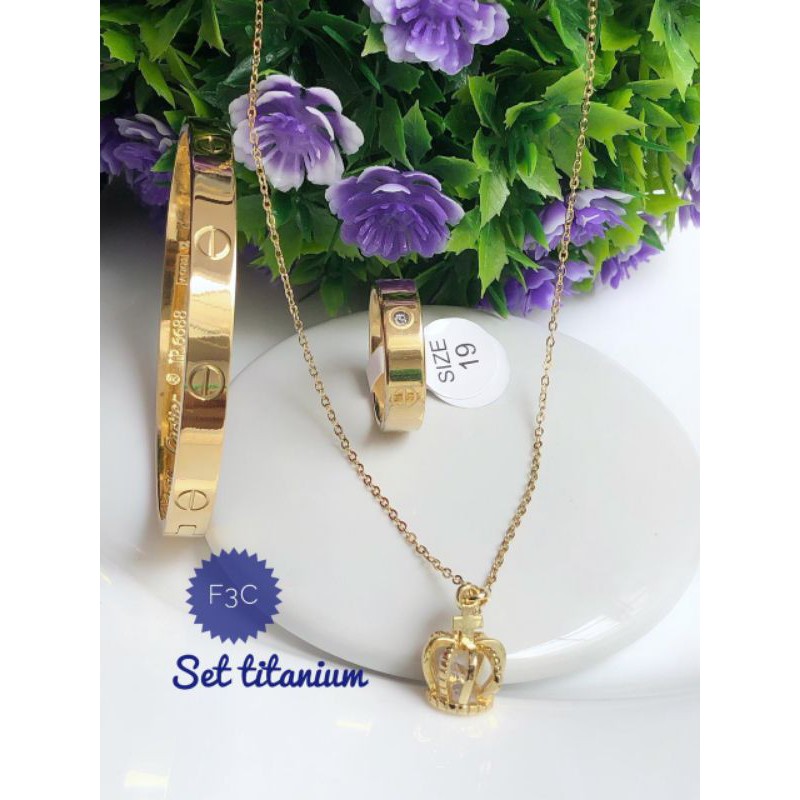 [TITANIUM] PAKET PERHIASAN TITANIUM GELANG CARTIER EMAS 301020