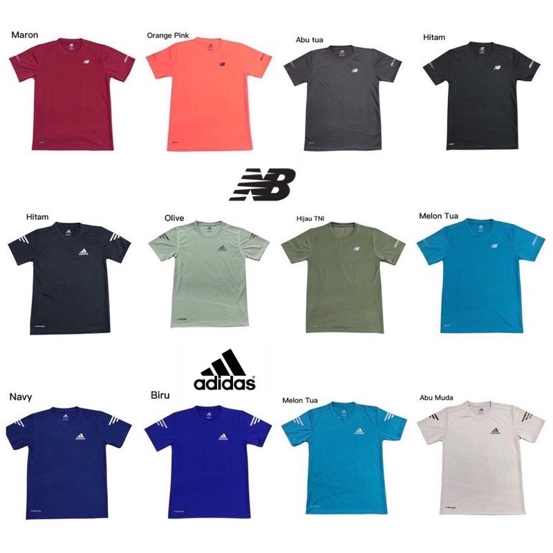Baju Kaos Olahraga Training Gym ADIDAS - NB Pria Corak