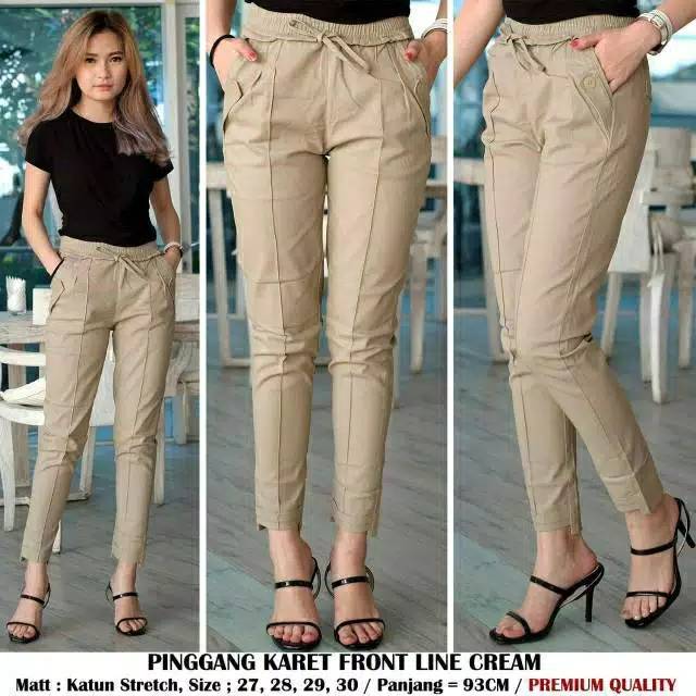 CELANA BASIC WANITA STRIP PANTS TWILL COMBAD STRETCH CELANA BASIC WANITA STRIP PANTS TWILL COMBAD STRETCH