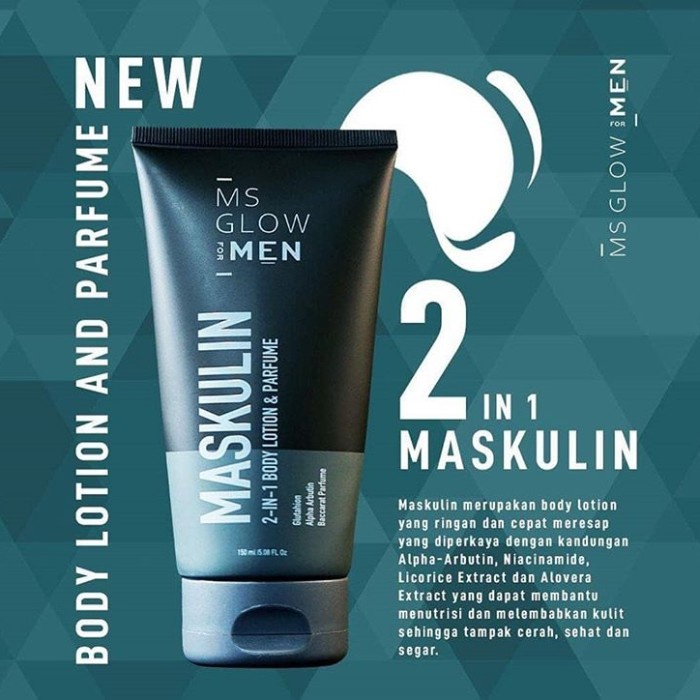 MS Glow Paket Lengkap Maskulin Perawatan Wajah Pria Mencerahkan dan Melembabkan Kulit Maskulin Body Lotion Sekaligu Parfume BPOM COD-3