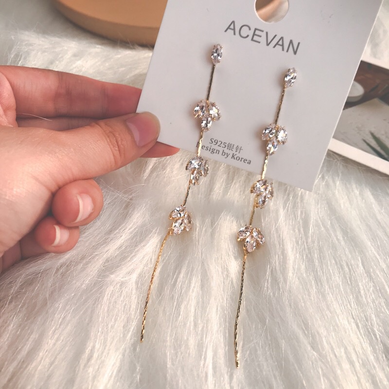 Gaya Korea panjang fringe anting-anting elegan anting-anting anting-anting jarum perak Super fairy z