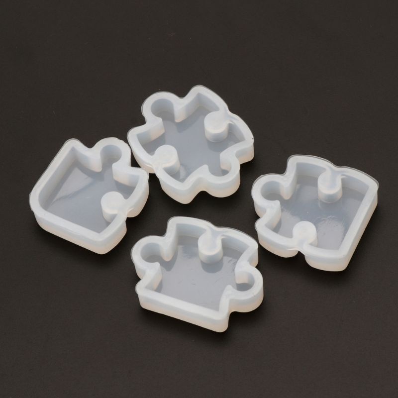 SIY  4Pcs Puzzle Gemstone Crystal Mold Silicone Mould DIY Jewelry Pendant Making Tool