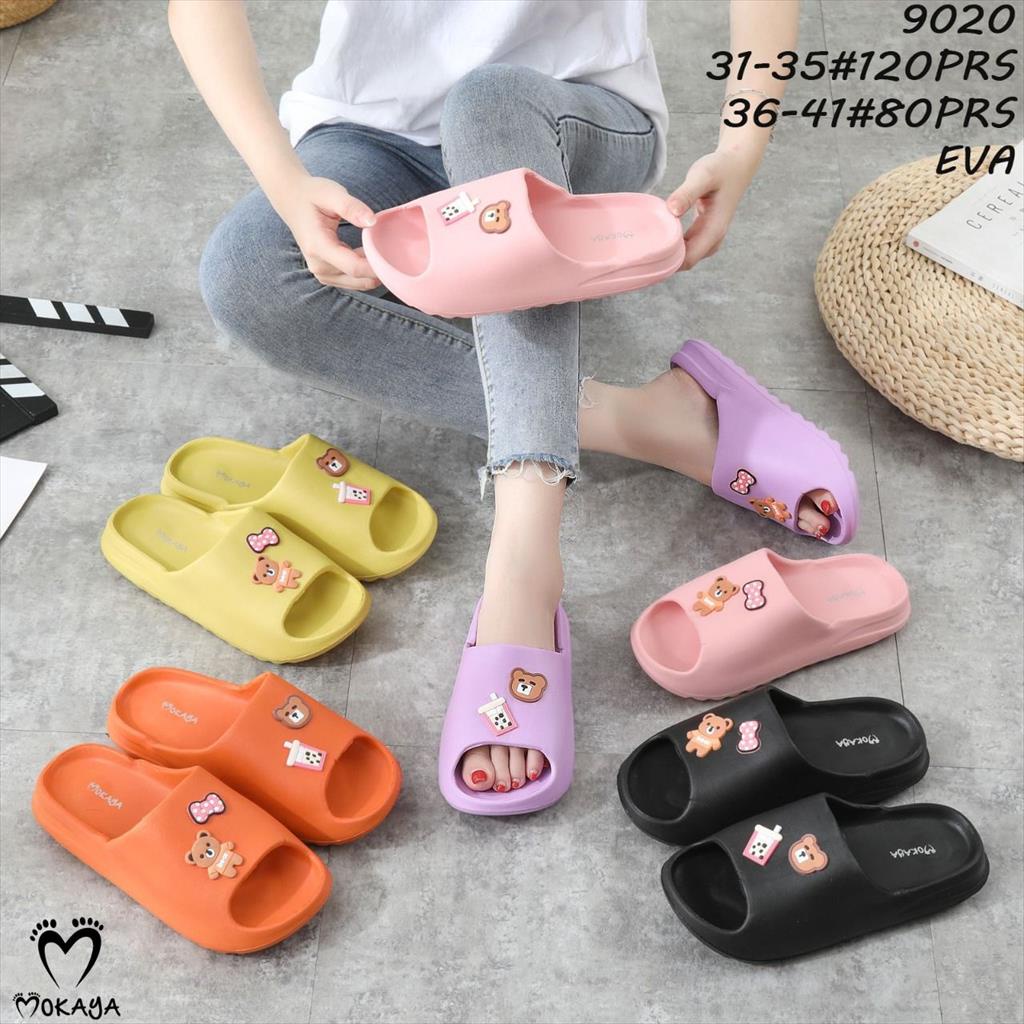 Sandal Slop Jelly Wanita Ban Bear Boba Cantik Lucu Sol Tebal Empuk Kekinian Import Mokaya / Size 36-41 (9020)