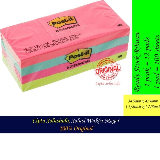 

*#*#*#] STICKY NOTES - POST-IT - SIZE 34.9MM X 47.6MM (12 PADSX 100 SHEETS)