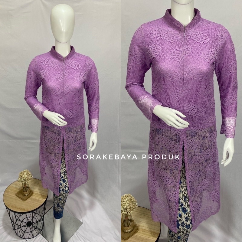 ( FREE HIJAB )Kebaya Brokat Modern Model Tunik Kerah Sanghai Kebaya Wisuda Terbaru