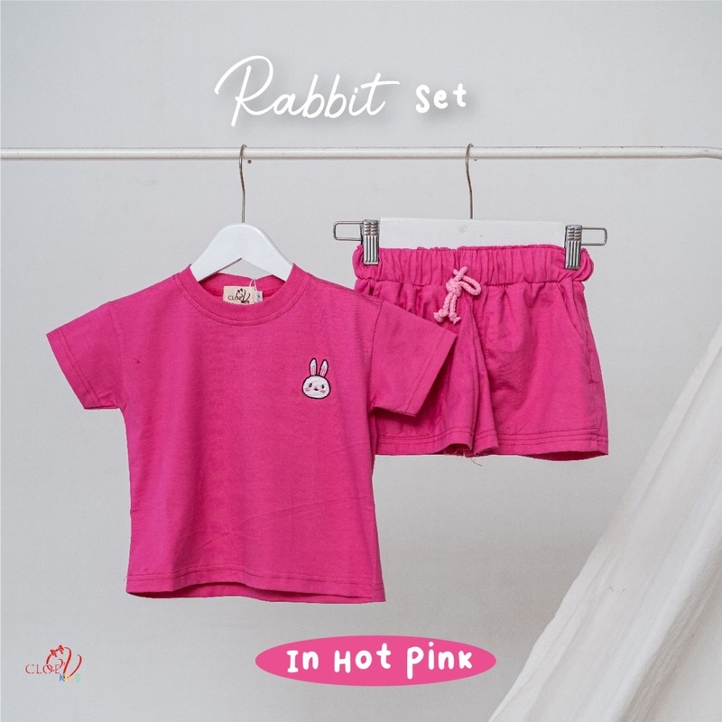 CLOEVKIDS - Setelan kaos dan celana pendek couple mom and kids - pinguin &amp; rabbit