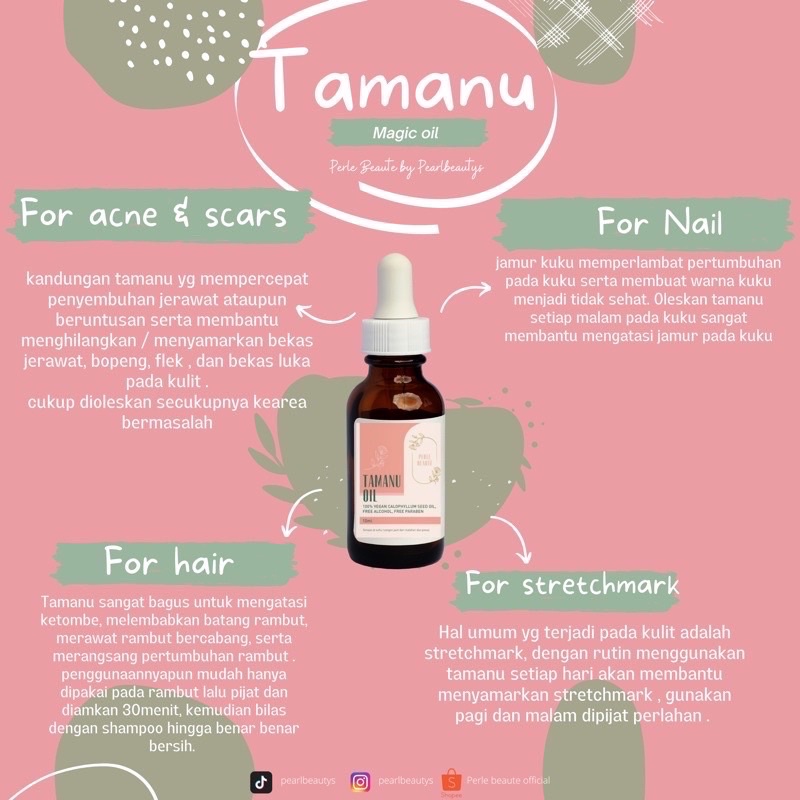 TAMANU OIL Perle Beaute 100% pure BPOM (BERSERTIFIKAT TERBAIK)