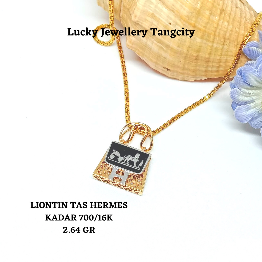 LIONTIN TAS " H " EMAS KUNING KADAR 700/16K 2.64 GR