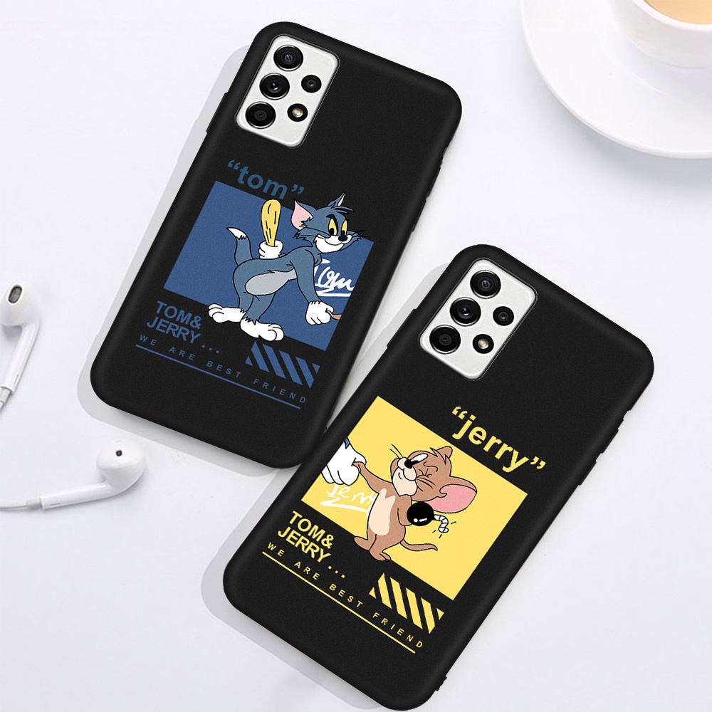 Cute Cat Mouse Couple Pattern Soft Cover For Samsung Galaxy S20 PLUS A10 A10S A10E A11 A12 A20 A30 A20S A21 A32 A31 A21S A40 A50 A50S A30S A51 A52 A52S S11 S11E S20FE A02 M02 A6S A02S A7 2017 2018A8S A9 2016 A9 2018 Black Matte TPU Case Shockproof Shell-0