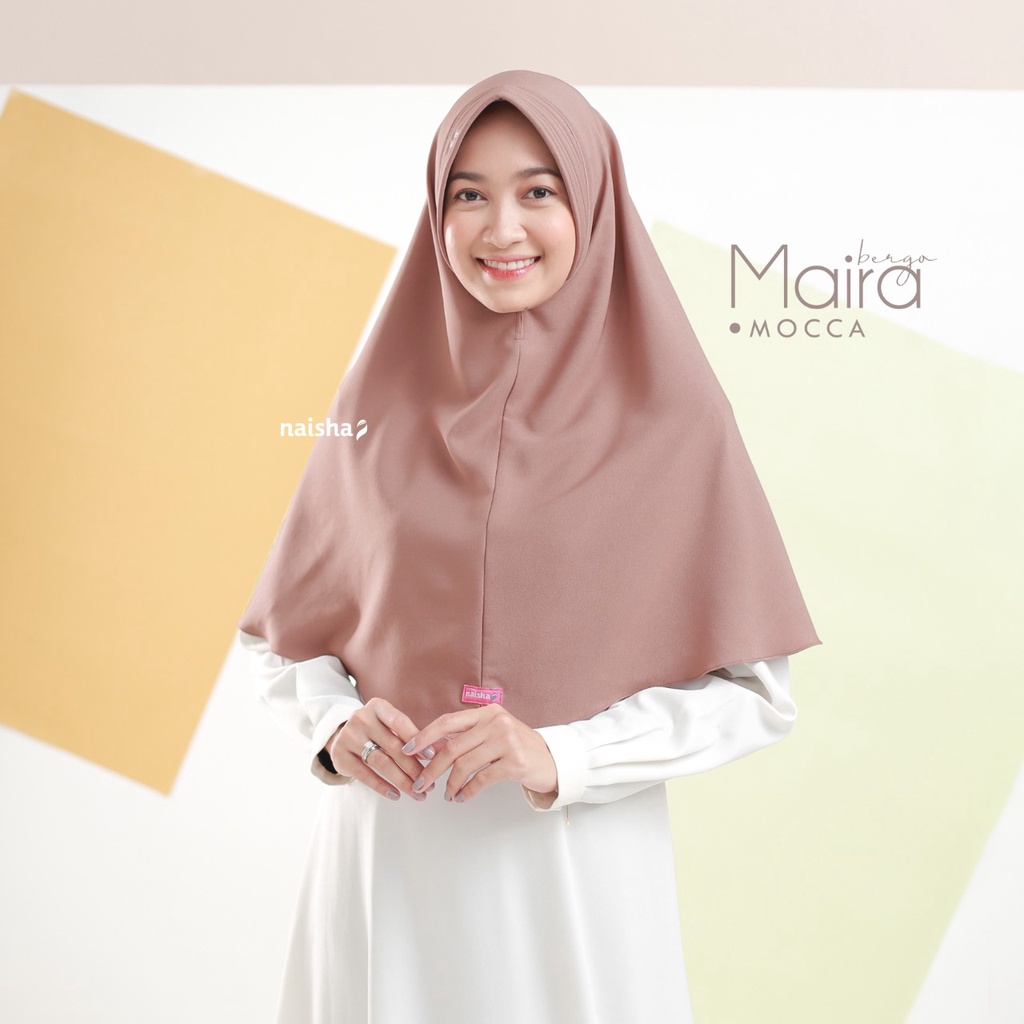 Naisha Official - Maira Bergo Pad Syar'i Instan Daily Khimar Muslimah-Mocca