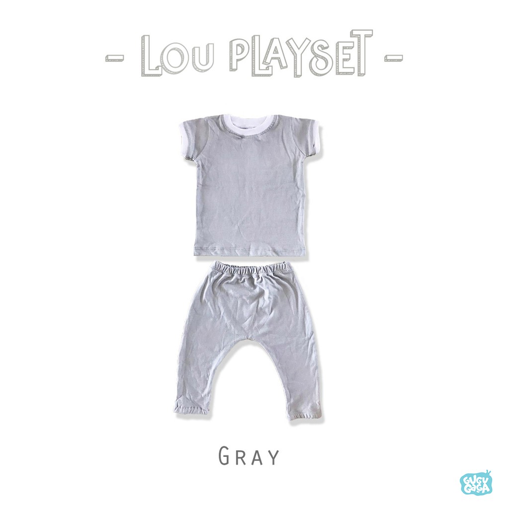 GUGUGAGA - Lou Playset - Setelan Bayi Anak | Custom Nama-Gray