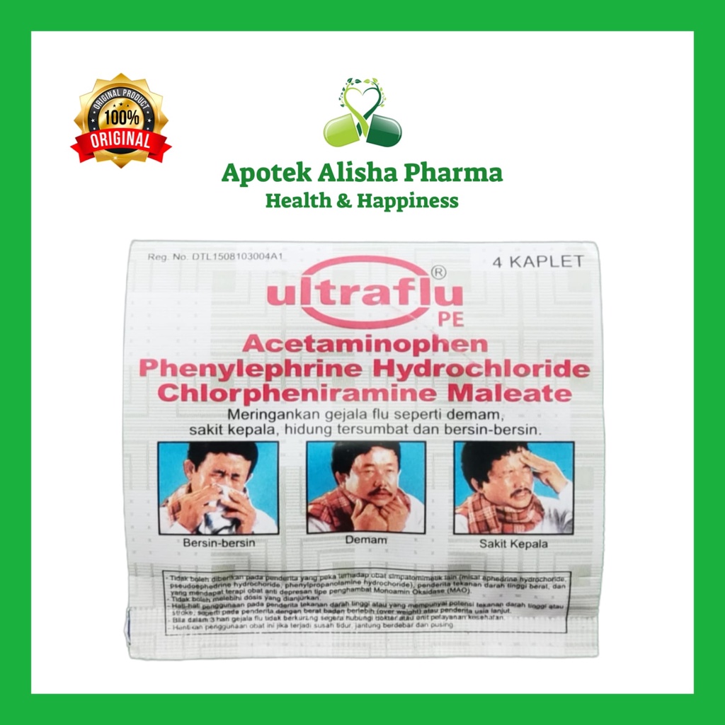 ULTRAFLU Strip 4 Tablet-Ultraflu tablet Obat Flu/Pilek/Hidung Tersumbat/Pusing/Sakit Kepala
