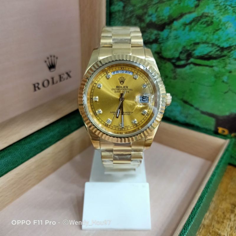JAM TANGAN ROLEX AUTOMATIC FULL GOLD (angka diamond)