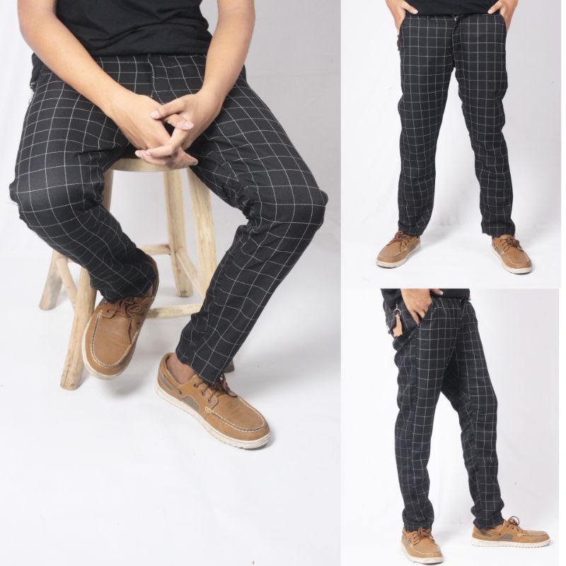 Celana Chino Tartan Panjang Pria  Angkle Distro Ori Terbaru Motif Kotak Kotak Original Terlaris Murah Celana Cino Tarsan Chinos