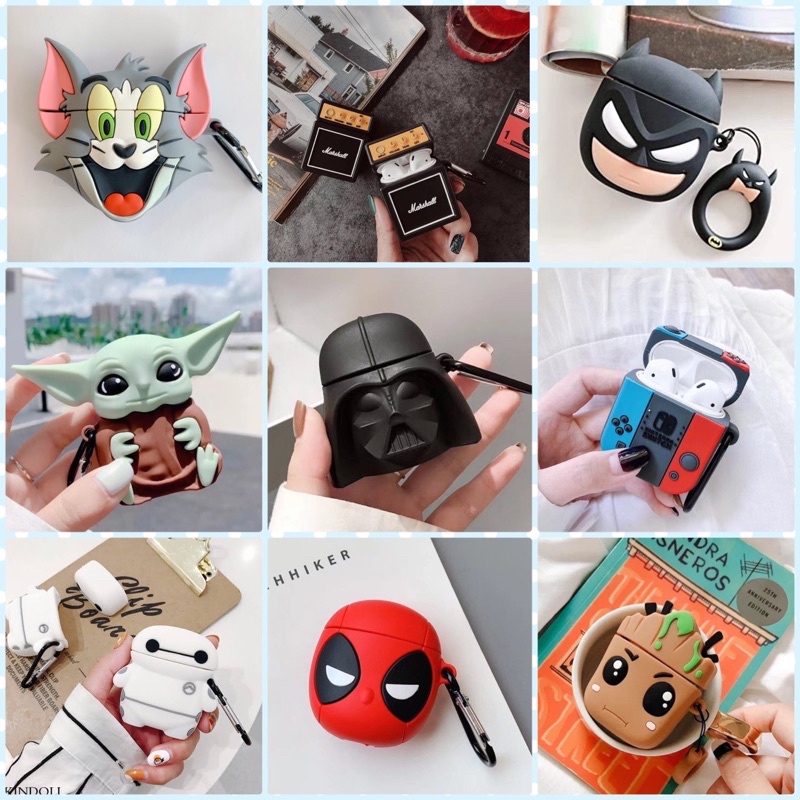 Softcase Airpods karakter Silikon Case Airpods Gen2 Gen 2 Gen1 Gen 1 3D Cartoon Pelindung Airpods Batman Marshall Deadpool Groot Switch Baymaz Naruto Darthvader