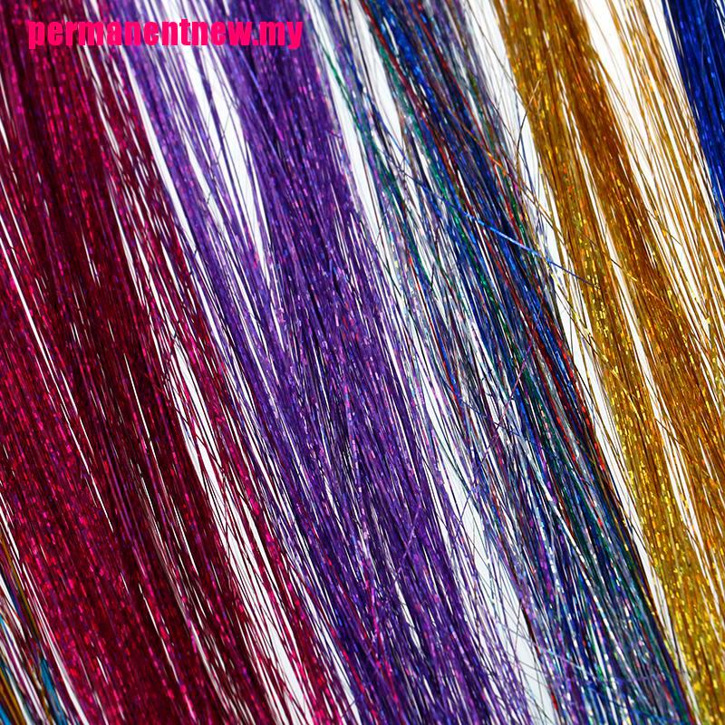 (Sun) 120 Helai / Set Rambut Palsu Model Keriting Warna Pelangi Glitter Untuk Aksesoris Wanita
