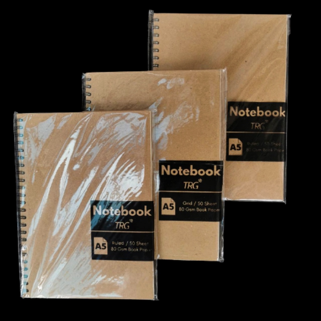 

Notebook / Jurnal / Buku Catatan A5 80 GSM Grid Plain - Note Book Kraft Cover Spiral 50 Lembar
