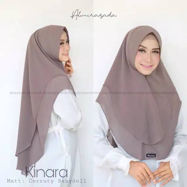 Khimar Kirana - Jilbab PREMIUM ceruty polos dua layer ALMIRAZADA Dusty Ungu - jilbab dewasa murah