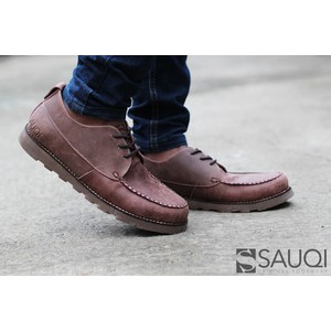 sepatu pria formal sauqi flux es coklat kulit asli original leather