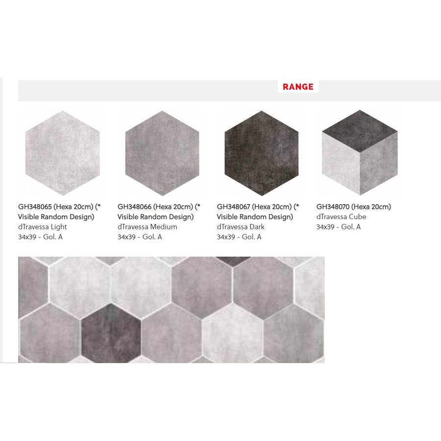 ROMAN Keramik Interlok Hexagonal 34x39 cm dModesto dTravessa Series