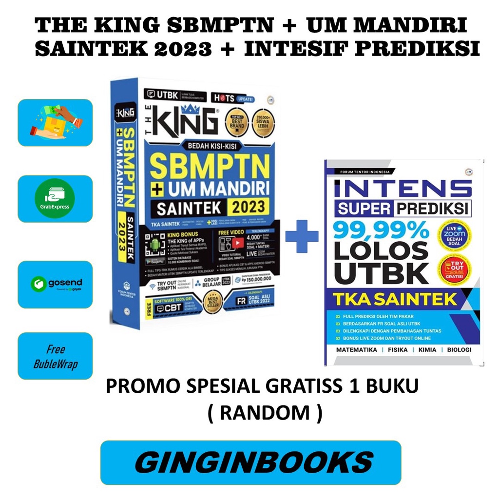 BUKU THE KING SBMPTN SAINTEK & UN MANDIRI + TPS 2023 ! PAKET BONUS BUKU-SAINTEK+INTEN SAINTK