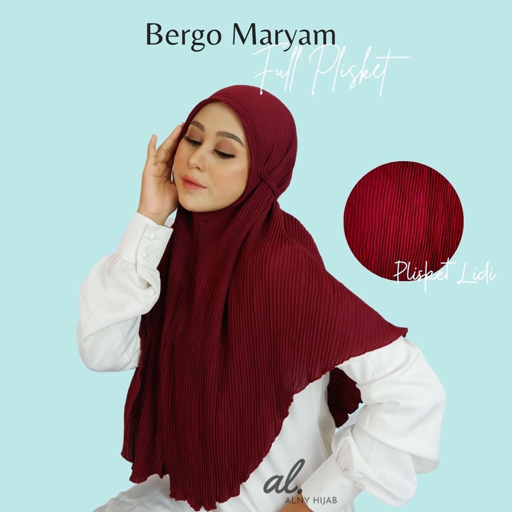 Alny Hijab - Hijab Instan Bergo Maryam Tali Full Plisket/Bergo Plisket Full/Bergo Maryam Tali Plisket