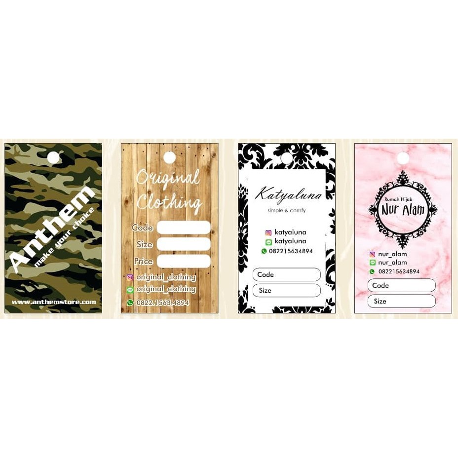 

HangTag Label Baju Kerudung Pakaian dll Desain Bebas