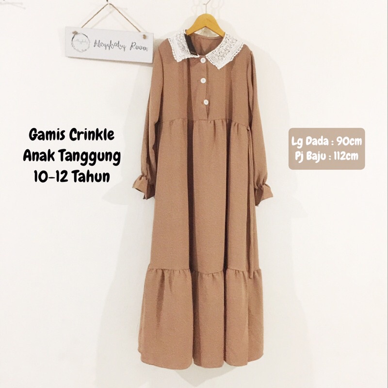 Gamis Anak Tanggung 12 Tahun Crinkle Renda | Gamis Lebaran | Baju Mengaji Lebaran | Indahbutik live