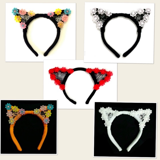 Bando Kucing Lace Renda Bunga Tema Halloween Kostum