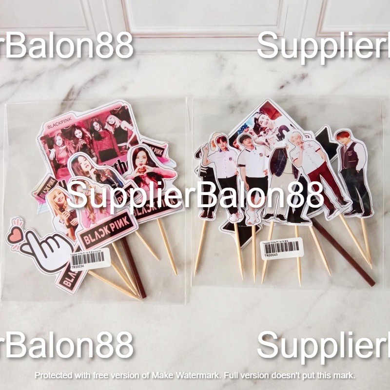 Hiasan kue topper dino topper minion spongebob hotwheels bts 21 blackpink jurassic poli superwings