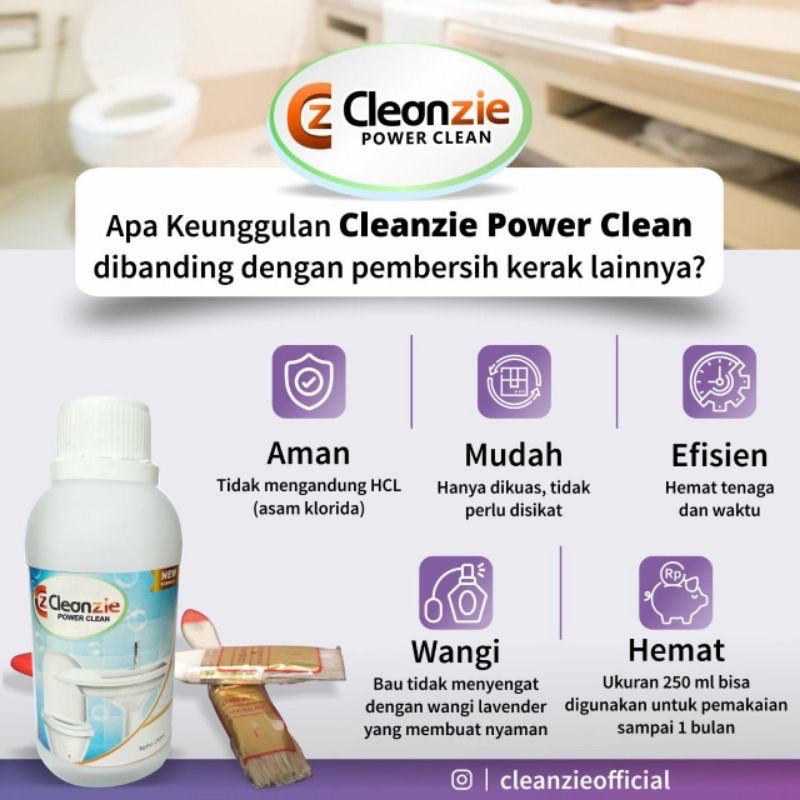 Cairan Pembersih Kerak Keramik Paling Ampuh Porselen noda Membandel Kamar Mandi Cleanzie Power Clean