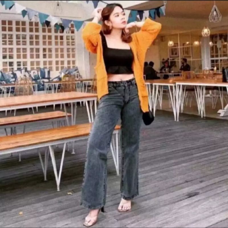 NEW CELANA KULOT JEANS PANJANG HAIGWAIST CEWEK//CELANA BAWAHAN HAIGWAIST LOOSE JEANS WANITA//KULOT PANJANG JEANS HITAM,KULOT CHOCO,KULOT CREAM,KULOT PUTIH