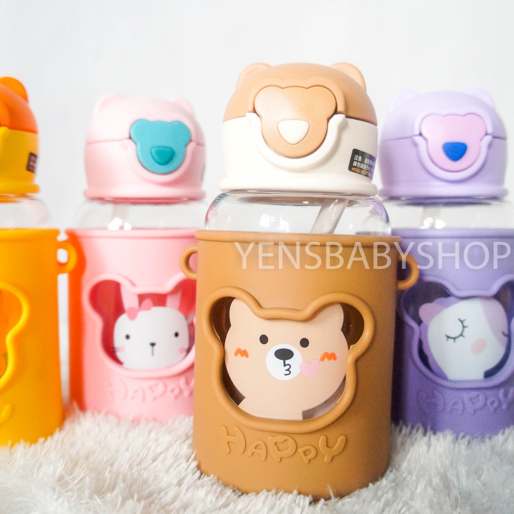 Strap Drink Bottle 600ml - Botol Minum Anak Tali Dan Sedotan 8711