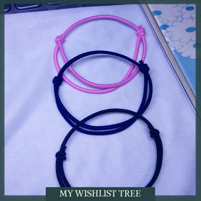 MYWISHLISTTREE GELANG TALI POLOS WARNA HITAM / GELANG TALI KOREA ELASTIS / GELANG WARNA POLOS