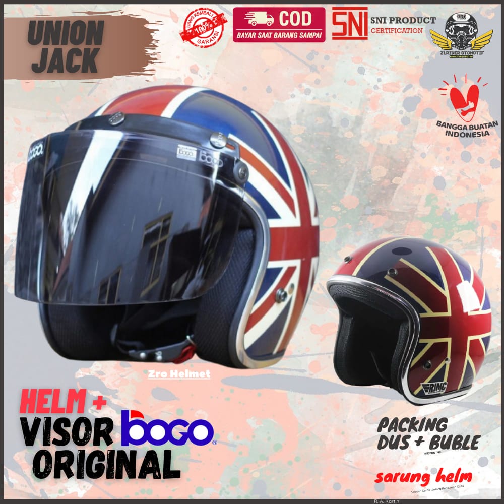 HELM VESPA KLASIK RETRO SADA UNION JACK ORIGINAL