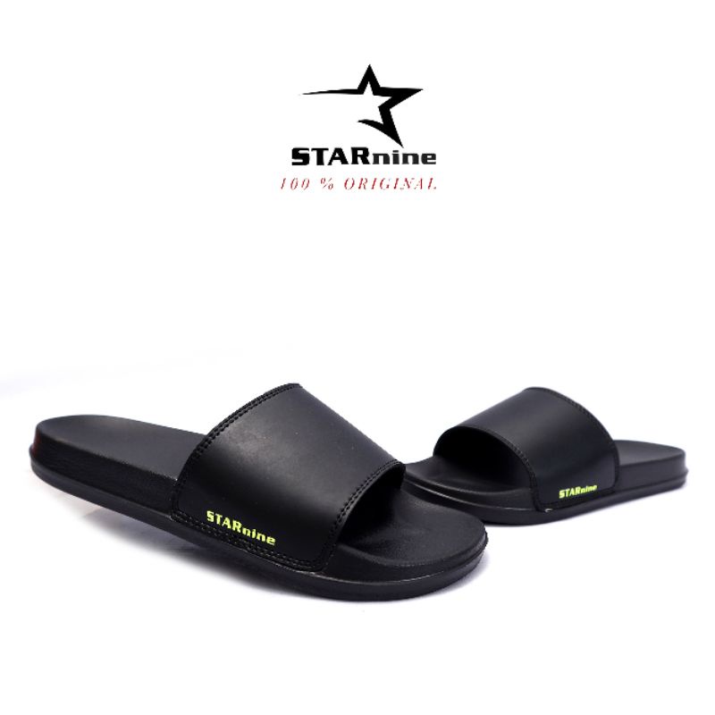 STARnine stsn002 hitam hijau-Sandal slide/sandal pria/sandal slop-2