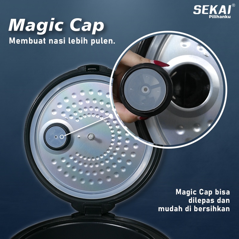 SEKAI Rice Cooker / Penanak Nasi Magic Com Penghangat Nasi 3 in 1 / Stainless Body 1.8L - CMW 520