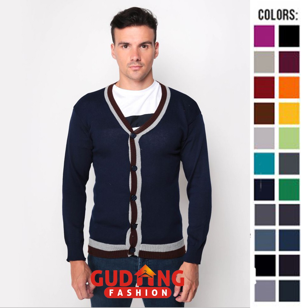 Cardigan Pria Rajut Rajut Banyak Pilihan Warna Warna – CAR (COMB)