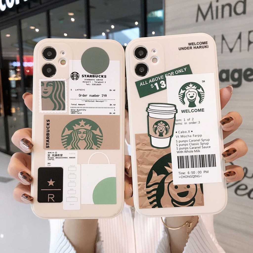 Case Square Edge Model Starbucks For iPhone 6 7 8 Plus X XR Xs Max 11 12 Pro Max Mini