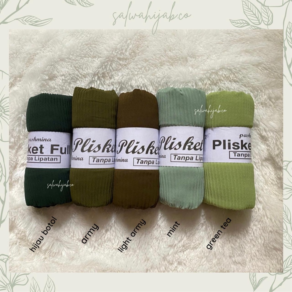 Pashmina Full Plisket Lidi Kecil Jahit Tepi Tanpa Garis Tengah Premium