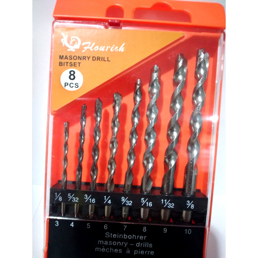 SUPER KUAT FLOURISH MATA BOR BETON SET 8PCS 3-10MM DRILL Mata Bor Impact Mata Bor Beton Set 8 pcs 3-10mm