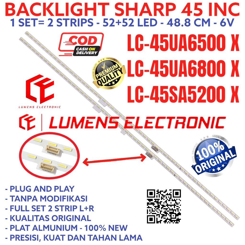 BACKLIGHT TV LED SHARP 45 IN LC 45UA6500 45UA6800 40SA5200 45UA6500X 45UA6800X 40SA5200i LC45UA6500 