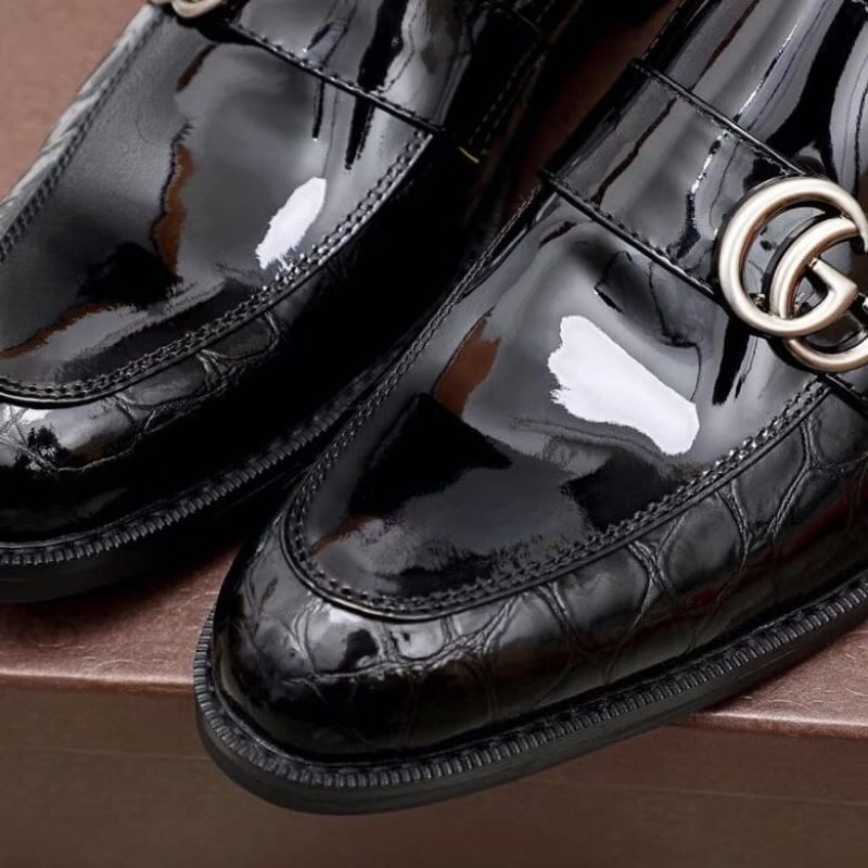 sepatu gucci pantofel mirror quality formal shoes kantor resmi  pria hitam kerja