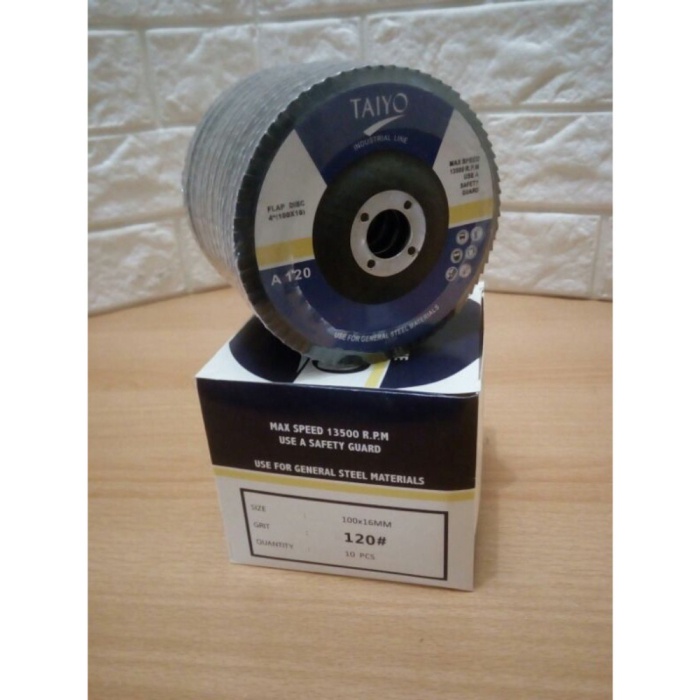 Taiyo mata gerinda amplas susun grit.120 4 flapdisk amplas susun slepan amplas 10pcs