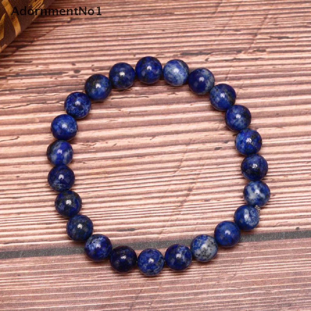 (AdornmentNo1) Gelang Tangan Manik-Manik Lapis Lazuli 8mm Elastis Untuk Unisex / Pria / Wanita