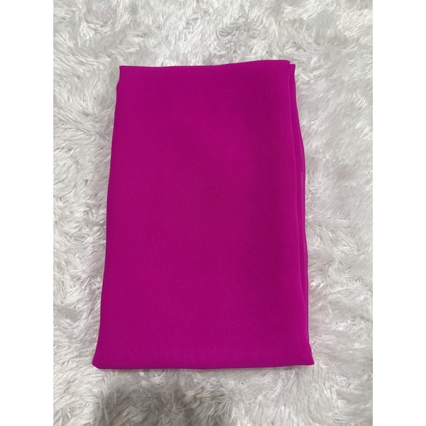 selendang sifon cref warna buah naga-Pink es