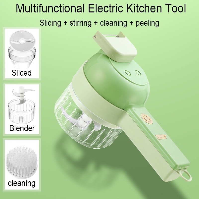 【Ready Stock】6 In1 Pemotong Sayuran Mixer Lada Bawang Bawang Putih Slicer Mixer Portabel Mini Nirkabel